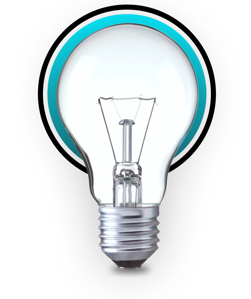 Light bulb with blue-tinted outline.
