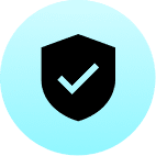 Shield with checkmark, symbolizing security.